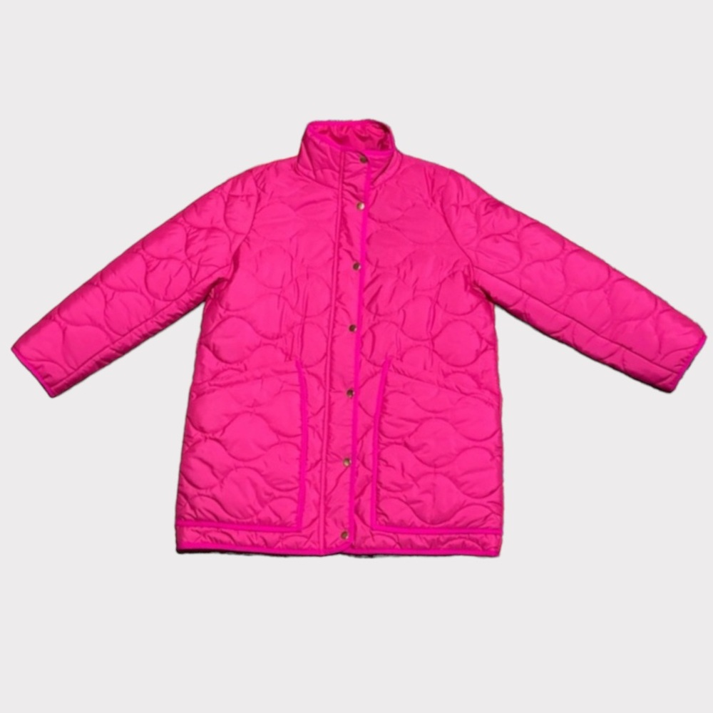 J. Crew Petite Quilted Cocoon Puffer LP Large Petite Hot Pink